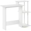 Furinno EFFICIENT Desk, 28.6″ Wide Gaming Desk with 3 Open Side Shelves, Laptop Notebook Computer Desk, Office Desk for Home Office, Study Room, Dorm, Bedroom, Americano(White/White)