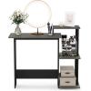 Furinno EFFICIENT Desk, 28.6″ Wide Gaming Desk with 3 Open Side Shelves, Laptop Notebook Computer Desk, Office Desk for Home Office, Study Room, Dorm, Bedroom, Americano(French Oak/Black)
