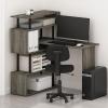 Furinno Econ Multipurpose Home Office Computer Writing Desk, White/Black(Grey Oak/Black)
