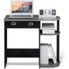 Furinno GO GREEN Desk, 31.5″ Wide Gaming Desk with 2 Side Shelves and Storage Bins, Computer Desk, Office Desk for Home Office, Study Room, Dorm, Bedroom, Beech(French Oak/Black/Black)