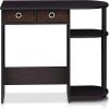 Furinno GO GREEN Desk, 31.5″ Wide Gaming Desk with 2 Side Shelves and Storage Bins, Computer Desk, Office Desk for Home Office, Study Room, Dorm, Bedroom, Beech(Dark Walnut)