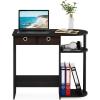 Furinno GO GREEN Desk, 31.5″ Wide Gaming Desk with 2 Side Shelves and Storage Bins, Computer Desk, Office Desk for Home Office, Study Room, Dorm, Bedroom, Beech(Espresso/Black/Brown)