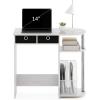 Furinno GO GREEN Desk, 31.5″ Wide Gaming Desk with 2 Side Shelves and Storage Bins, Computer Desk, Office Desk for Home Office, Study Room, Dorm, Bedroom, Beech(White Oak/Stainless Steel/Black)