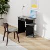 Furinno GO GREEN Desk, 31.5″ Wide Gaming Desk with 2 Side Shelves and Storage Bins, Computer Desk, Office Desk for Home Office, Study Room, Dorm, Bedroom, Beech(French Oak/Black/Black)