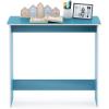 Furinno GO GREEN Desk, 31.5″ Wide Gaming Desk with 2 Side Shelves and Storage Bins, Computer Desk, Office Desk for Home Office, Study Room, Dorm, Bedroom, Beech(Light Blue/White)