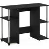 Furinno JAYA Desk, 38.4″ Wide Gaming Desk, Computer Study Desk, Office Desk with Side Shelves, Open Storage, for Home Office, Bedroom, Dorm, Study Room, Espresso(Americano/Stainless Steel)