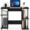 Furinno JAYA Desk, 38.4″ Wide Gaming Desk, Computer Study Desk, Office Desk with Side Shelves, Open Storage, for Home Office, Bedroom, Dorm, Study Room, Espresso(Americano/Stainless Steel)