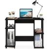 Furinno JAYA Desk, 38.4″ Wide Gaming Desk, Computer Study Desk, Office Desk with Side Shelves, Open Storage, for Home Office, Bedroom, Dorm, Study Room, Espresso(Espresso)