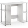 Furinno JAYA Desk, 38.4″ Wide Gaming Desk, Computer Study Desk, Office Desk with Side Shelves, Open Storage, for Home Office, Bedroom, Dorm, Study Room, Espresso(White Oak/Stainless Steel)