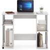 Furinno JAYA Desk, 38.4″ Wide Gaming Desk, Computer Study Desk, Office Desk with Side Shelves, Open Storage, for Home Office, Bedroom, Dorm, Study Room, Espresso(White Oak/Stainless Steel)