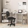 Furinno JAYA Desk, 38.4″ Wide Gaming Desk, Computer Study Desk, Office Desk with Side Shelves, Open Storage, for Home Office, Bedroom, Dorm, Study Room, Espresso(White Oak/Stainless Steel)