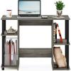 Furinno JAYA Desk, 38.4″ Wide Gaming Desk, Computer Study Desk, Office Desk with Side Shelves, Open Storage, for Home Office, Bedroom, Dorm, Study Room, Espresso(French Oak/Black)