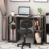 Furinno JAYA Desk, 38.4″ Wide Gaming Desk, Computer Study Desk, Office Desk with Side Shelves, Open Storage, for Home Office, Bedroom, Dorm, Study Room, Espresso(French Oak/Black)
