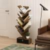 Furinno PASIR Book Shelf, 4-Tier Bookshelf, Bookcase with Open Shelf, 9.4 x 23.6 x 41.7, for Living Room, Bedroom, Home Office, Espresso(Amber Pine/Black)