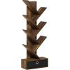 Furinno PASIR Book Shelf, 4-Tier Bookshelf, Bookcase with Open Shelf, 9.4 x 23.6 x 41.7, for Living Room, Bedroom, Home Office, Espresso(Amber Pine/Black)