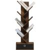 Furinno PASIR Book Shelf, 4-Tier Bookshelf, Bookcase with Open Shelf, 9.4 x 23.6 x 41.7, for Living Room, Bedroom, Home Office, Espresso(Amber Pine/Black)