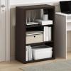Furinno PASIR Book Shelf, 4-Tier Bookshelf, Bookcase with Open Shelf, 9.4 x 23.6 x 41.7, for Living Room, Bedroom, Home Office, Espresso(Black Dark Oak)