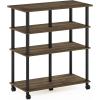 Furinno PASIR Book Shelf, 4-Tier Bookshelf, Bookcase with Open Shelf, 9.4 x 23.6 x 41.7, for Living Room, Bedroom, Home Office, Espresso(Columbia Walnut/Black)
