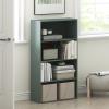 Furinno PASIR Book Shelf, 4-Tier Bookshelf, Bookcase with Open Shelf, 9.4 x 23.6 x 41.7, for Living Room, Bedroom, Home Office, Espresso(Sage Green)