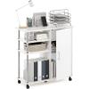 Furinno PASIR Book Shelf, 4-Tier Bookshelf, Bookcase with Open Shelf, 9.4 x 23.6 x 41.7, for Living Room, Bedroom, Home Office, Espresso(White Oak/Stainless Steel)