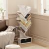 Furinno PASIR Book Shelf, 4-Tier Bookshelf, Bookcase with Open Shelf, 9.4 x 23.6 x 41.7, for Living Room, Bedroom, Home Office, Espresso(White/Black)
