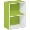 Furinno PASIR Book Shelf, 4-Tier Bookshelf, Bookcase with Open Shelf, 9.4 x 23.6 x 41.7, for Living Room, Bedroom, Home Office, Espresso(White/Green)