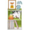 Furinno PASIR Book Shelf, 4-Tier Bookshelf, Bookcase with Open Shelf, 9.4 x 23.6 x 41.7, for Living Room, Bedroom, Home Office, Espresso(White/Green)