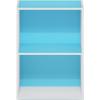 Furinno PASIR Book Shelf, 4-Tier Bookshelf, Bookcase with Open Shelf, 9.4 x 23.6 x 41.7, for Living Room, Bedroom, Home Office, Espresso(White/Light Blue)