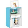 Furinno PASIR Book Shelf, 4-Tier Bookshelf, Bookcase with Open Shelf, 9.4 x 23.6 x 41.7, for Living Room, Bedroom, Home Office, Espresso(White/Light Blue)