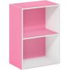 Furinno PASIR Book Shelf, 4-Tier Bookshelf, Bookcase with Open Shelf, 9.4 x 23.6 x 41.7, for Living Room, Bedroom, Home Office, Espresso(White/Pink)