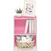 Furinno PASIR Book Shelf, 4-Tier Bookshelf, Bookcase with Open Shelf, 9.4 x 23.6 x 41.7, for Living Room, Bedroom, Home Office, Espresso(White/Pink)