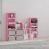 Furinno PASIR Book Shelf, 4-Tier Bookshelf, Bookcase with Open Shelf, 9.4 x 23.6 x 41.7, for Living Room, Bedroom, Home Office, Espresso(White/Pink)
