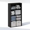 Furinno Reed Closet Organizers and Storage, 5-Tier Closet Organizer, Open Shelf Closet Storage, for Wardrobe, Bedroom, Living Room, White(Espresso)