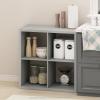 Furinno Reed Closet Organizers and Storage, 5-Tier Closet Organizer, Open Shelf Closet Storage, for Wardrobe, Bedroom, Living Room, White(Light Grey)