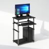 Furinno Simplistic Easy Assembly Computer Desk, With Keyboard Tray, Light Cherry/Black(Black/Grey)