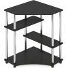 Furinno TURN-N-TUBE Desk, Gaming Desk with Shelves, Corner Computer Desk with Shelves, Office Desk, Space Saving, For Home Office, Bedroom, Columbia Walnut(Americano/Stainless Steel)