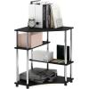 Furinno TURN-N-TUBE Desk, Gaming Desk with Shelves, Corner Computer Desk with Shelves, Office Desk, Space Saving, For Home Office, Bedroom, Columbia Walnut(Americano/Stainless Steel)