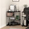 Furinno TURN-N-TUBE Desk, Gaming Desk with Shelves, Corner Computer Desk with Shelves, Office Desk, Space Saving, For Home Office, Bedroom, Columbia Walnut(Americano/Stainless Steel)