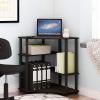 Furinno TURN-N-TUBE Desk, Gaming Desk with Shelves, Corner Computer Desk with Shelves, Office Desk, Space Saving, For Home Office, Bedroom, Columbia Walnut(Espresso/Black)