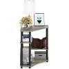 Furinno TURN-N-TUBE Desk, Gaming Desk with Shelves, Corner Computer Desk with Shelves, Office Desk, Space Saving, For Home Office, Bedroom, Columbia Walnut(French Oak/Black)