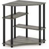 Furinno TURN-N-TUBE Desk, Gaming Desk with Shelves, Corner Computer Desk with Shelves, Office Desk, Space Saving, For Home Office, Bedroom, Columbia Walnut(French Oak/Black)