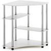 Furinno TURN-N-TUBE Desk, Gaming Desk with Shelves, Corner Computer Desk with Shelves, Office Desk, Space Saving, For Home Office, Bedroom, Columbia Walnut(White Oak/Stainless Steel)