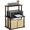 Furinno Turn-N-Tube 3-Tier Toolless Multipurpose Printer Stand Display Storage Shelf(Amber Pine/Black)