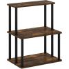 Furinno Turn-N-Tube 3-Tier Toolless Multipurpose Printer Stand Display Storage Shelf(Amber Pine/Black)