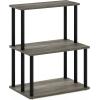 Furinno Turn-N-Tube 3-Tier Toolless Multipurpose Printer Stand Display Storage Shelf(French Oak Grey/Black)