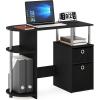 FURINNO Jaya Computer Study Desk with Bin, Brown(Americano/Stainless Steel/Black)