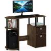 FURINNO Jaya Computer Study Desk with Bin, Brown(Columbia Walnut/Black/Dark Brown)