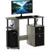 FURINNO Jaya Computer Study Desk with Bin, Brown(French Oak/Black)