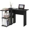 Furinno Abbott L-Shape Computer Desk with Bookshelf, Espresso/Black(Americano/Chrome)