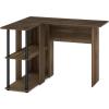 Furinno Abbott L-Shape Computer Desk with Bookshelf, Espresso/Black(Columbia Walnut/Black)